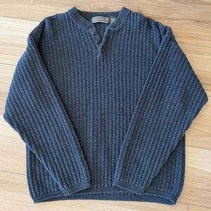 Vintage David Taylor Navy Blue Henley Fisherman Sweater